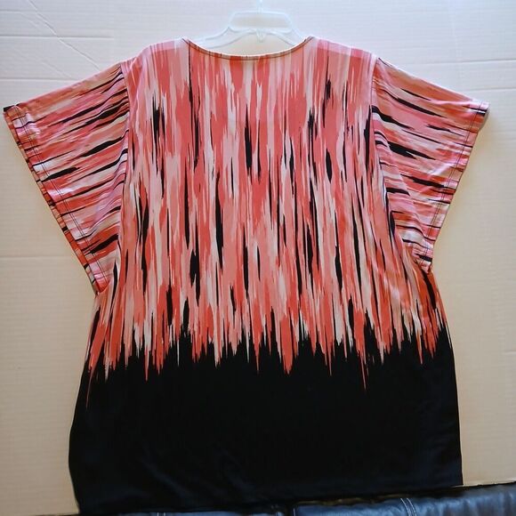 CJ Banks Pink & Black Pullover Blouse 1X Round Neck Sparkle on Front. - Picture 5 of 5